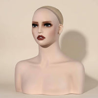 Mannequin Head with Shoulders Realistic Face Accessory Display Bust Molded Ears