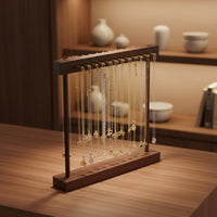 Wooden Necklace Display Stand Walnut Finish Necklace Display Stand Countertop Jewelry Hanging Rack Untangled-Untangled