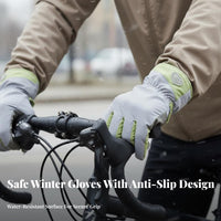 Windproof Touchscreen Gloves Water-Resistant women's Fleece Lined Gloves Winter Apparel Non-Slip Grip Elastic Cuff for Cyclists