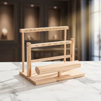 Wooden Jewelry Display Rack Solid Wood & Metal Construction Wooden Jewelry Stand