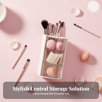 Large Capacity Rotating Makeup Organizer Space Saving Dust-Proof Makeup Sponge Case Multi-Functional for Women, Dorm Room, Bedroom, Dresser