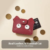 PU Leather Cat Coin Purse Compact Size Kitty Card Wallet Portable for Women, Students, Daily Use, Shopping, Handbag Organization
