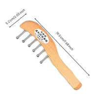 Wooden Massage Comb with Metal Pins Ergonomic Acupressure Comb with Stainless Steel Pins Portable