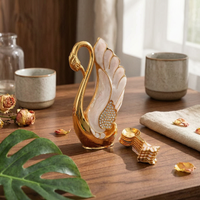 Swan Spoon Holder Metallic Finish Swan Dessert Spoon Organizer Rhinestone