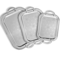 3 Pieces Stainless Steel Serving Tray Mirror Polished Tableware Food
