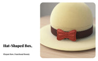 Multi-Functional Interior Cowboy Hat Band Box Creative Design Flocked Hat Jewelry Case Compact & Portable for Proposal, Wedding, Anniversary