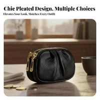 Pleated Coin Purse Small Size Mini Change Wallet Double Fastener Pouch Multi-Functional Zip Coin Pouch Minimalist Design