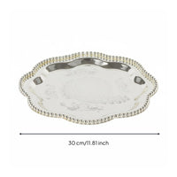 Beaded Tray Elegant Design Silver Serving Tray Mirror-Like Surface