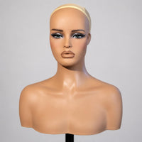 Mannequin Head Bust Flesh-Toned Shop Fixture Sturdy Plastic