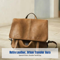 Vegetable Tanned Leather Delivery Backpack, Multi-Carry, Retro Casual, Unisex, Travel Bag