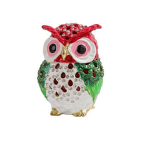Owl Jewelry Box Jeweled Ornament Enameled for Vanity