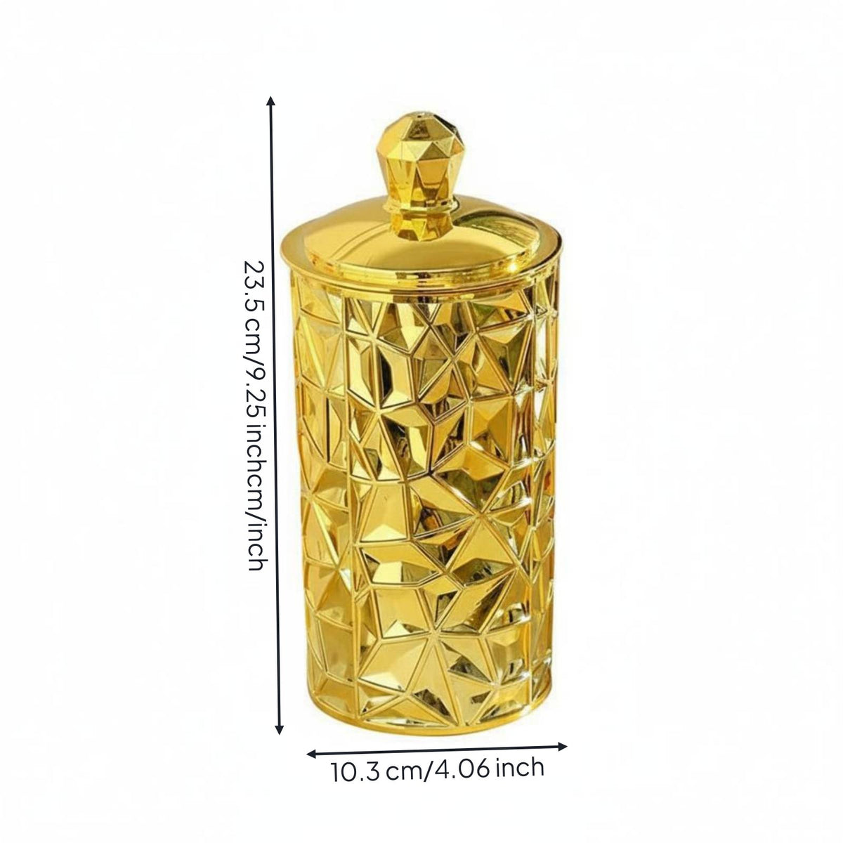Gold Trim Canister Gilded Pattern Round Decorative Container Easy-Grip Lid Lidded Storage Jar for Dorm Room, Office Desk