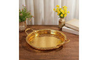 Serving Tray with Handles Round Metal Serving Tray Elegant for Hosts, Weddings