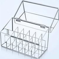 18 Compartment Cosmetic Organizer Dustproof Lipstick Organizer with Dust Cover Desktop Lipstick Holder with Dust Cover for Washroom Counter