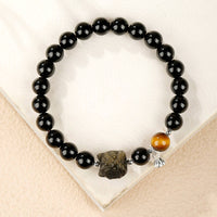 Black Obsidian Bracelet Chinese Design Obsidian Bracelet Polished Beads