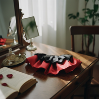 Black and Red Ruffle Collar Stage Wear Shiny Material Costume Collar Photo