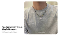 Specter Pendant Mixeddesign Chain Halloween Themed Short Beaded Necklace