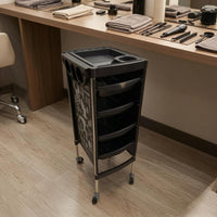 Hairdressing Storage Trolley Molded Compartments Salon Storage Trolley Tool Graphics