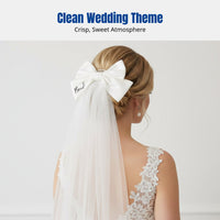 Bride Knot Veil, Creative Wedding Hair Accessory, Cream Ribbon, Bridal Decoration