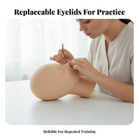 Reusable Eyelash Extension Practice Head Multipurpose Usage Mannequin Head with Replaceable Eyelids Realistic Skin Texture for Beauty School
