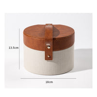 Portable Vanity Case Large Capacity Round Makeup Box with Mirror for Desktop