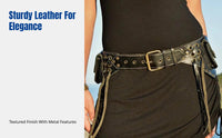 Medieval Steampunk Leather Waist Bag, Retro Multi-Pocket Belt Pouch, Norse Costume Accessory, Halloween Cosplay, Adult