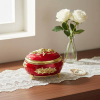 Vintage Metal Jewelry Box Giftable Round Metal Jewelry Box for Dressing Table