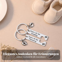 2 Pieces New Parent Keychain Stainless Steel Mom and Dad Keychain Keepsake Gift