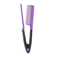 Hinged Hair Clamp Long Arm Plastic V Shape Straight Comb