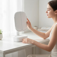 Lighted Makeup Mirror Tap Control Tri-Fold Vanity Mirror USB