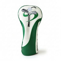 Green and White Golf Club Head Cover Black Tab Sports Gear for Golfers