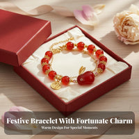 Red Agate Rabbit Bracelet Adjustable Size Double Layer Jade Bunny Bracelet