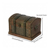 Wooden Treasure Chest Distressed Vintage Storage Chest Metal Look Trim Decorative Keepsake Box for Showcase Ornament