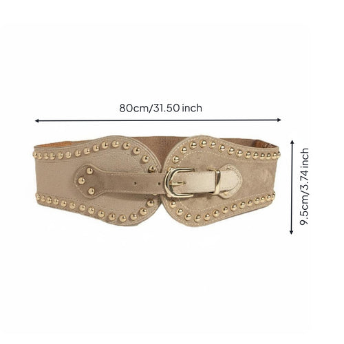 Wide Elastic Waist Belt Flexible & Comfortable StuddedWestern Adjustable Fashion Accessory for Women