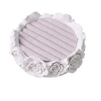 Round Jewelry Tray Carved Resin Band Holder Dish Textile-Covered
