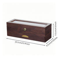 Double-Layer Jewelry Box Pull-out Drawer Lockable Watch Organizer 6-Slot
