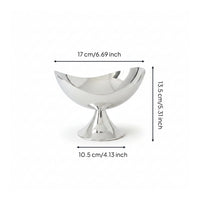 Fluted Pedestal Tray Silver Crescent-Shaped Tray Stable Base