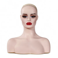 Hairpiece Head with Shoulders Sturdy Mannequin Bust Realistic Mannequin Head with Shoulders for Salons
