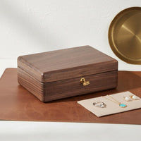 Walnut Jewelry Case Hand-Polished Finish Double Layer Jewelry Box Velvet