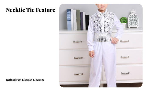 Children's Choir Sparkle Performance Costume, Boys Dance Stage Outfit, Vibrant Colors, Necktie Included