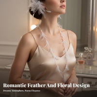 7 Pieces White Feather Hair Fastener Set Fairy Design White Feather Hair Fastener Headwear Elegant Handmade Look