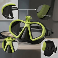 Diving Mask with Camera Mount Dual Lens Goggles Soft Silicone for Divers
