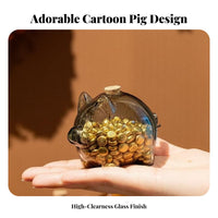 Glass Pig Storage Bottle Cute and Adorable Glass Pig Cash Box Transparent Coin Bank Easy to Clean Piggy Candy Jar Versatile Use