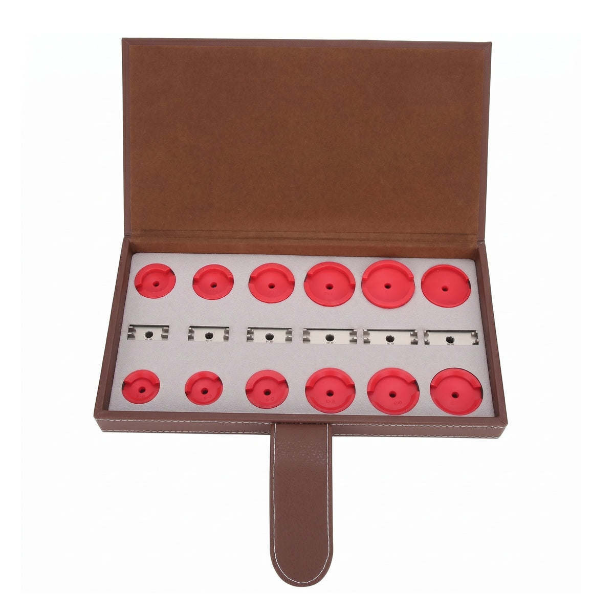 Stitched Edges Watch Press Tool Kit Hinged Lid Watch Case Opener Kit for Watchmakers