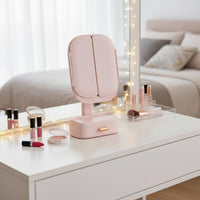 Lighted Makeup Mirror Tap Control Tri-Fold Vanity Mirror USB
