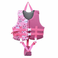 Kids Life Jacket Front Zipper Swim Aid Vest Cute Print for Snorkeling