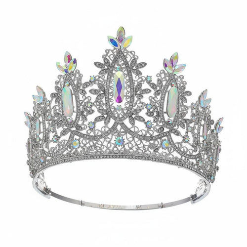 Baroque Queen Crown Sparkling Crystal Bead S Baroque Princess Crown Full Circle Bridal Tiara Regal Design Bridal Headpiece