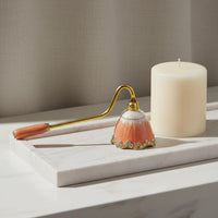 Long Handle Candle Wick Smotherer Smokeless Vintage Enamel Candle Wick Smotherer Dome Shaped Wick Extinguishing Tool Smoke-Clear