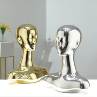 Jewelry Bust Stand Electroplated Finish Hat Display Bust Luxury Look Hairpiece Display Stand