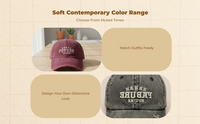 Vintage washed denim sport cap, adjustable fit for women.